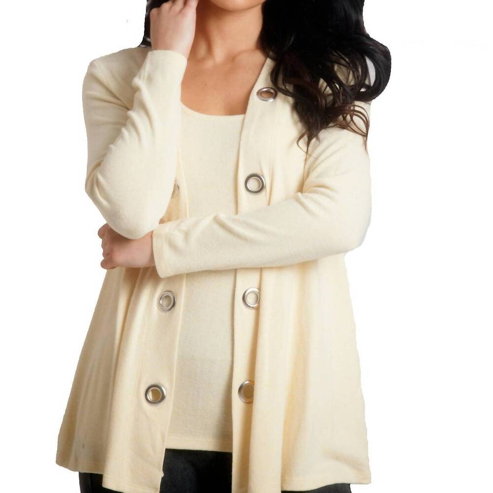 NEW FRENCH KYSS juliana kashmira open grommet cardigan in yellow